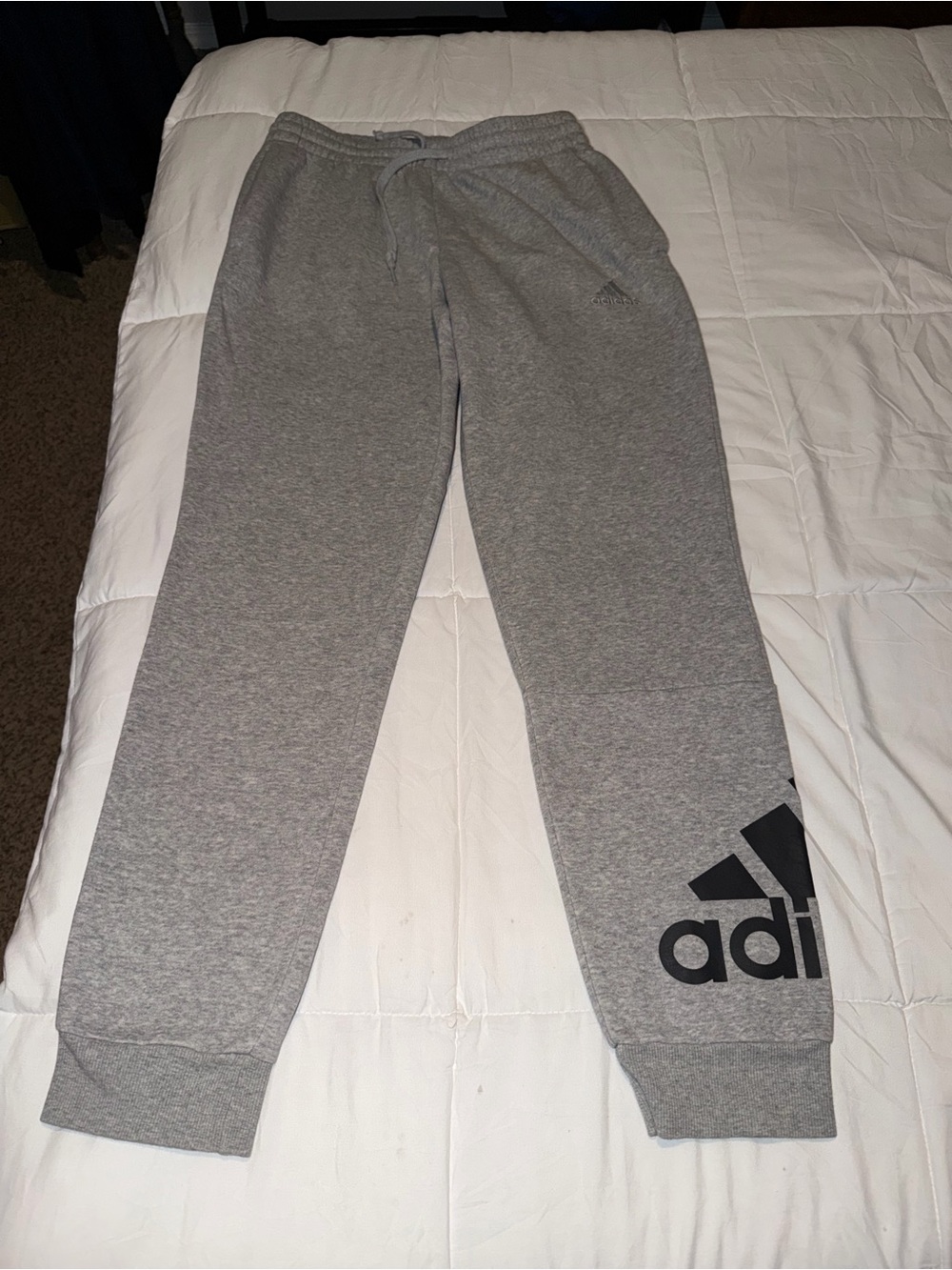 adidas Gray Sweatpant Joggers with Black Logo